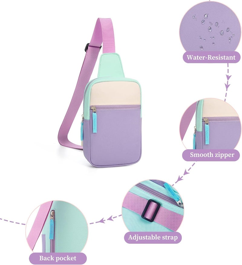 cotmcor Store Valentines Day Gifts for Kids: Fanny Pack Birthday Gift for 8 9 10 11 12 Year Old Teen Girls Trendy Stuff, Preppy Colorblock Crossbody Bag Adjustable Sling Belt Bags Purse for Travel Outdoor - Image 3